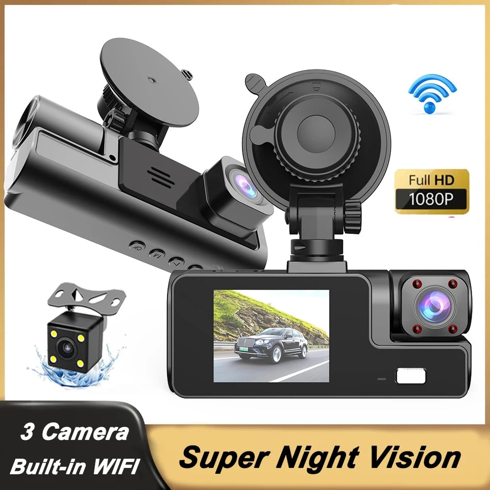 Dash Cam - 3 cámaras + WiFi