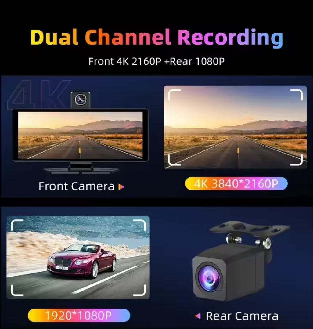 Pantalla Doble Cámara 4K Carplay Android Auto - 10.26 pulgadas