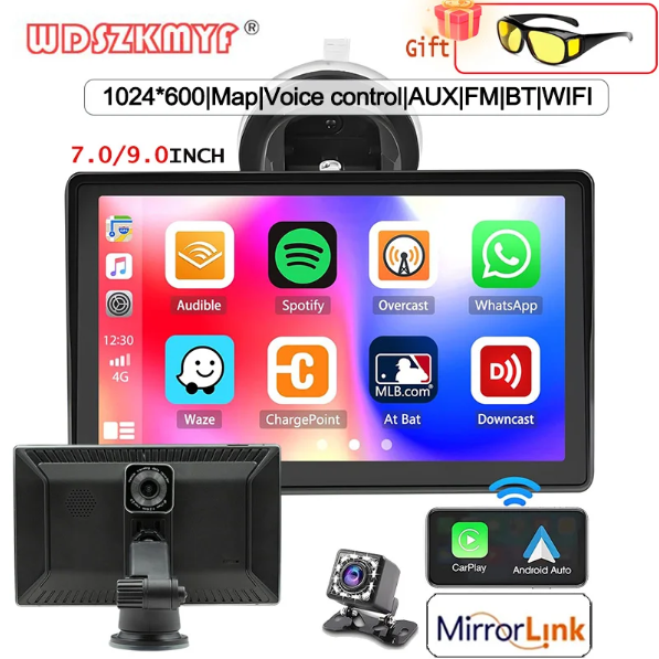 Pantalla Android Carplay Dash cam 9 pulgadas