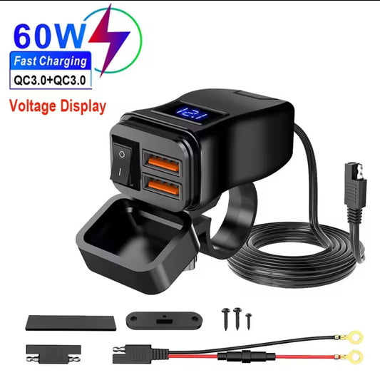 Cargador para moto con voltímetro